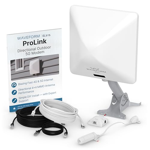 Image of Waveform ProLink: Directional Outdoor 5G NR SA /NSA Modem | x62 Modem Dual SIM | 4x4 High-Gain Antenna | Waterproof CPE for T-Mobile, Verizon, AT&T | Up to 2.5 Gbps | w /Window Entry Cable, UltraPole