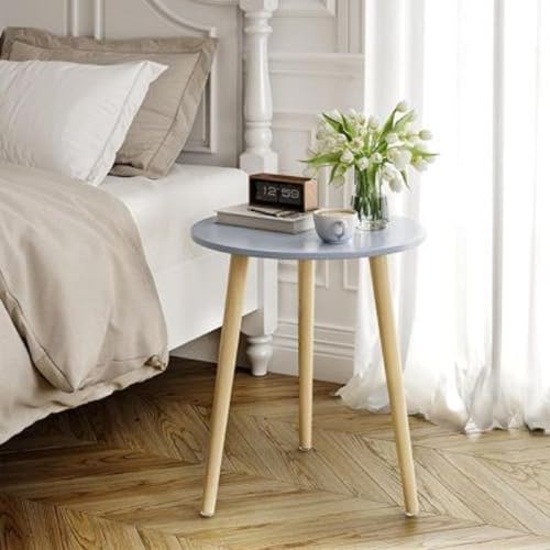 Image of End Table Wooden Side Table Foldable Round Shaped Side Table /Tea Coffee Breakfast Table Modern Living Room,or Apartments (Grey Natural)