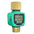 RESTMO Water Flow Meter with Brass Inlet & Outlet, Measure Gallon/Liter Consumption and Flow Rate for Outdoor Garden Hose Watering, RV Water Tank Filling, Lawn Sprinkler and Nozzle Sprayer