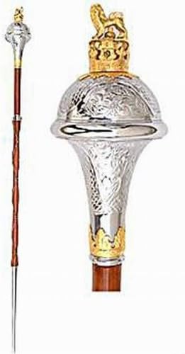 Drum Major Mace, Staff, Stave, Lion, Gold & Nickle Finish, Made to Measure