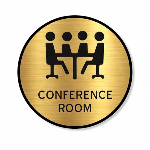 Image of Premium Brush Finish Golden Acrylic Conference Room Sign 5.8 Inch Easy to Mount Self-Adhesive Tape for Business Office Hospital Corporate Hotel Company Factory Bank Commercial