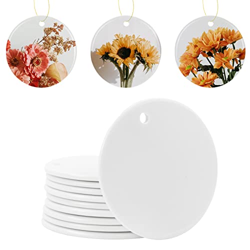 MAIKESUB 10Pcs 2.8in Sublimation Ceramic Ornaments Round