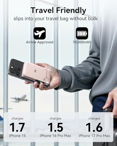 Magnetic Portable Charger for iPhone with Active Cooling, 10000mAh [Alloy-Made] Qi2 15W Magsafe Power Bank with Stand, 35W USB C for Samsung, Wireless Battery Pack for iPhone 17/16/15 Series - image 7