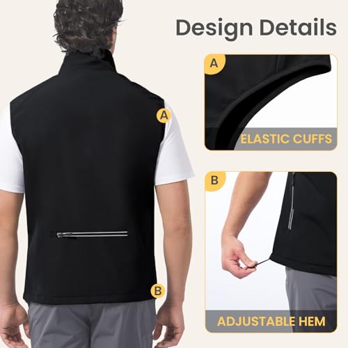 Men's Lightweight Golf Vest Windproof Softshell Vests Outerwear Multi-Pockets Zip Up Sleeveless Jacket for Hiking Travel4