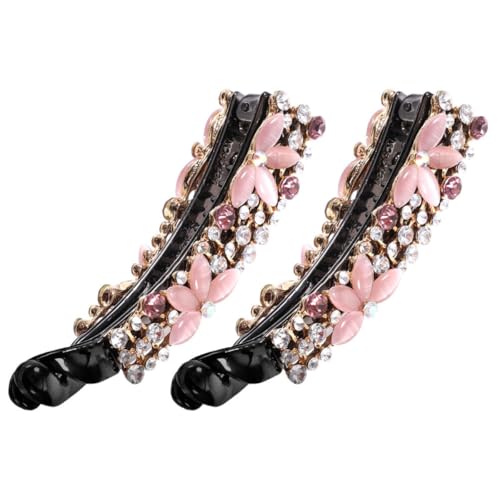 Pinzas cabello de plátano ligeras sin daño Ciieeo con cristales brillantes para mujer