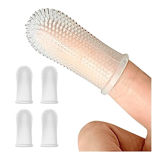 Conjunto de escovas de dentes para cães (4 pacotes), kit de escova de dentes de dedo 360º, cerdas to