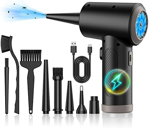 Compressed-Air-Duster-Electric air Duster 3 Gear Adjustable 91000-RPM Keyboard Cleaner with LED Light, air Duster Compressed air 7600mAh pc Cleaning air Blower car dusters Electric air Duster