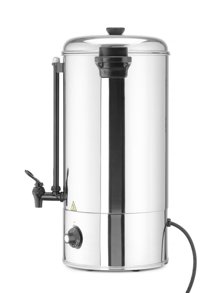 HENDI Heißgetränkespender, einwandig, für Glühwein und Wasser, tropffreier Zapfhahn, Wasserstandsanzeige, Glühweinkocher, Heißgetränkeautomat, 18L, 230V/2200W, 387x275x(H)595mm, Edelstahl