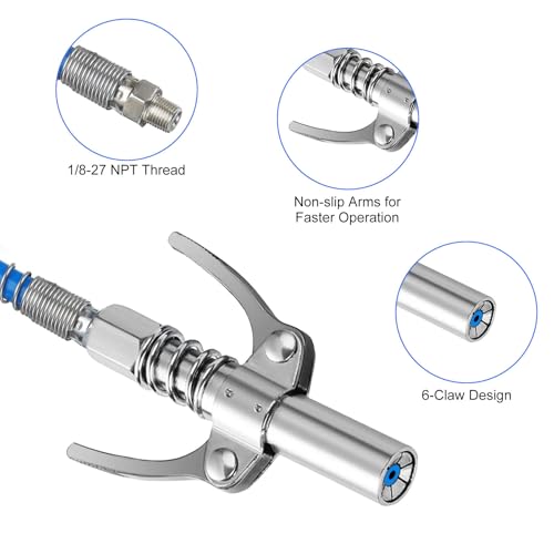 Linkstyle 12PCS Grease Gun Tips Kit, Quick Connect Coupler and Flexible Hose, Precision Needle Tips for Automotive, Tractor, Industrial Lubrication