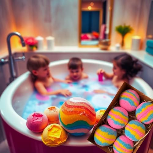 Image of Bath Bomb - spa set for women Rose, calendula, Oats, Green tea, Pink salt |Refreshing hot water bath hydrating moisturizing enchanting Fizzy Aromatic Bath Bomb ( 75 g) each - Pack of 15 Perfect Hamper for Women Men (RAINBOW)