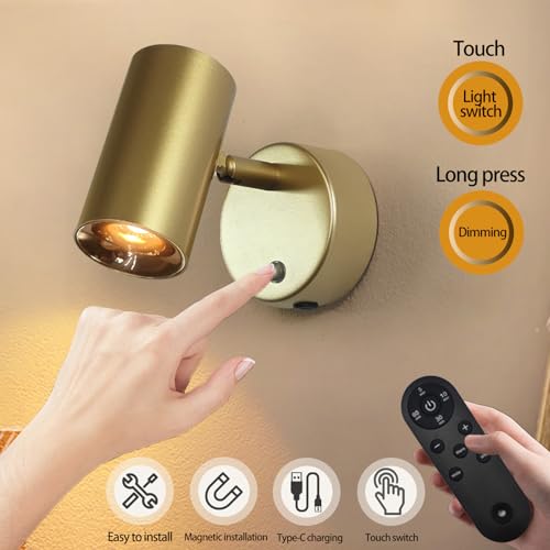Lámparas de pared con control táctil y mando giratorio de interior negro 4