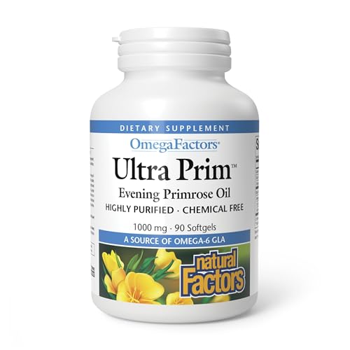 La Mejor Selección de Aceite de Onagra Walmart los mejores 10. 45 Natural Factors- “Aceite de Onagra Ultra Prim 1000mg, Una Fuente Natural de Omega6 GLA, 90 Cápsulas Blandas