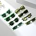 Dwenarry Party Sunglasses Bulk Green Sunglasses Party Favors Retro Funky Festival Multipack shades Set for Adult 12 Pack