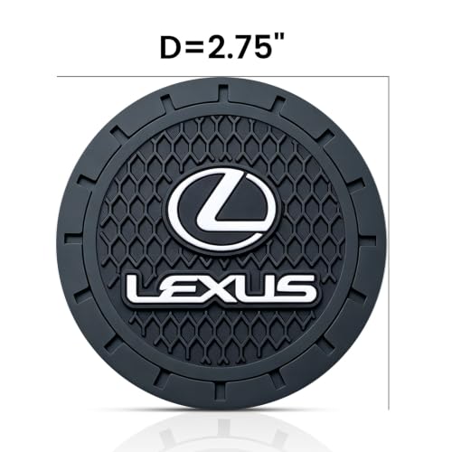 Image of YUIQIEUY Car Cup Holder Coaster for Lexus Recessed Silicone Cupholder Coaster Interior Accessories 2.75in 2Pack Black