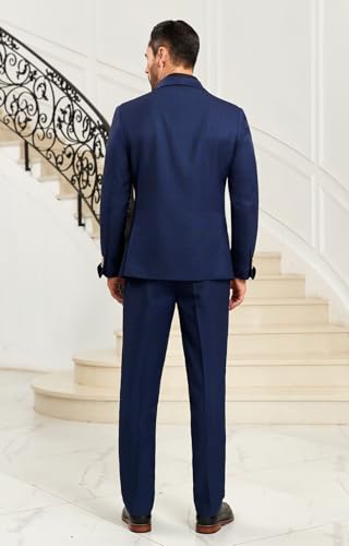 2 Piece Mens Suit Slim Fit Shawl Lapel Tuxedo for Mens Wedding Formal Business Party Prom for Men Blazer Jacket and Pant2