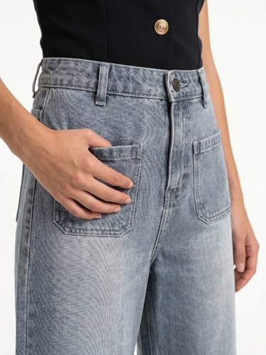 Image of Urbano Fashion Women's Mid Rise Wide-Leg Washed Jeans Non-Stretchable