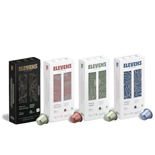 Image of ELEVENS COFFEE | Variety Pack 2 | Coffee Capsules | 100% Arabica & Robusta | 44 Aluminium Coffee Pods (11 x 4 Flavours) | Dark Roast | Intensity 8-10 | Compatible with Nespresso