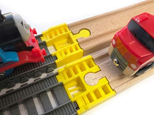 TrainLab Track Adapters Compatible with Trackmaster (2014+) to Wooden Railway Train Tracks (2pc) (Yellow)