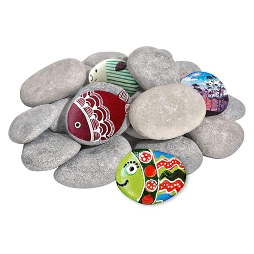 GIUSOBG Galets a Peindre 20 Galets Plats à Peindre 6-11 cm Grands Galets Lisses DIY Peintes Rocher Bricolage Créatif Cailloux Galets Naturels Pierres Plates à Peindre pour Décoration de Jardin