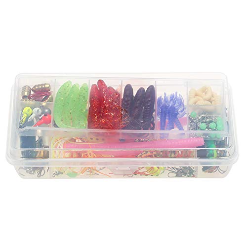 Lixada 112 pcs Conjunto De Isca De Pesca Isca De Pesca Kit Engrenagem Spinnerbaits Worms Jig Ganchos