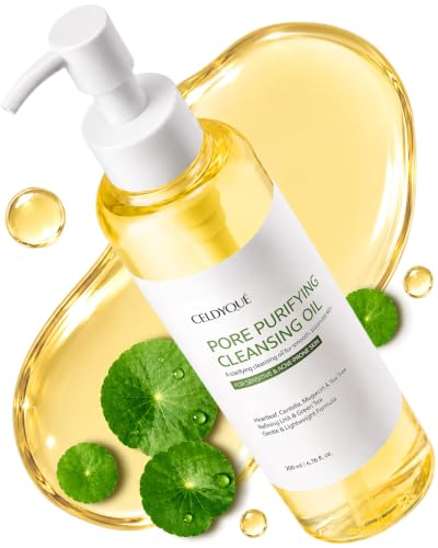 Korean Cleansing Oil Makeup Remover w/ LHA Centella Tea Tree Heartleaf Murwort &amp; Green Tea | Lightweight Deep Pore Cleaner for Blackheads Sebum Waterproof Sunscreen &amp; Sensitive Acne-Prone Skin 6.7 Oz