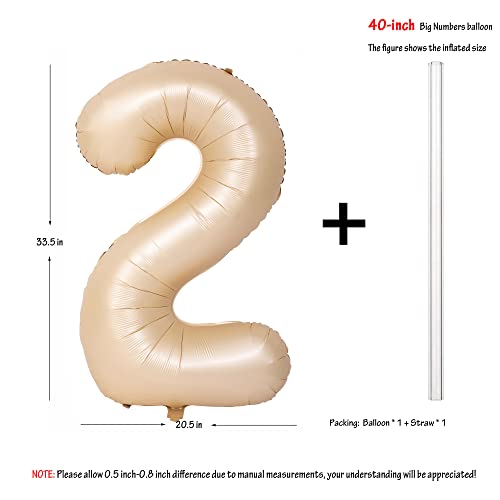 Image of 40 In Caramel Number Balloons 2 Helium Foil Mylar Balloon | Birthday Party Decorations Suitable For Boys' And Girls' Birthday Parties Anniversary celebration Digital 2