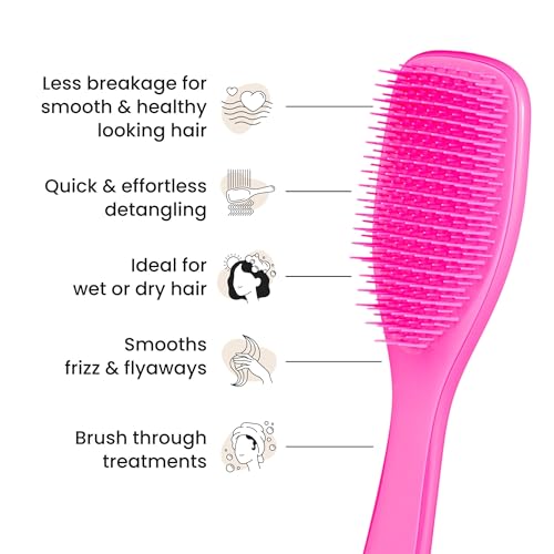 Tangle Teezer Ultimate Detangler Brush for Wet & Dry Hair, Eliminates Knots & Reduces Breakage for All Hair Types, Runway Pink