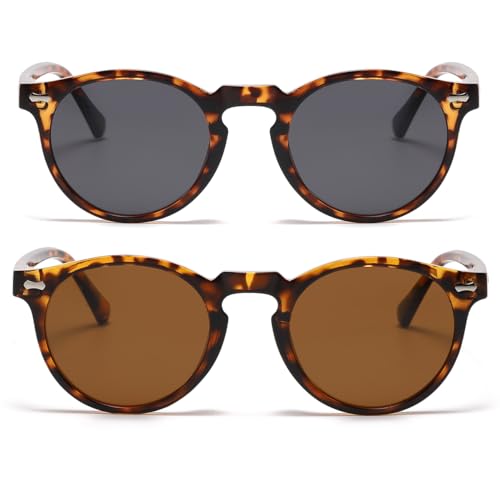 Image of JOVAKIT Vintage Kids Polarized Sunglasses for Girls Boys Age 2-9, Round Sun Glasses for Children UV400 Protection
