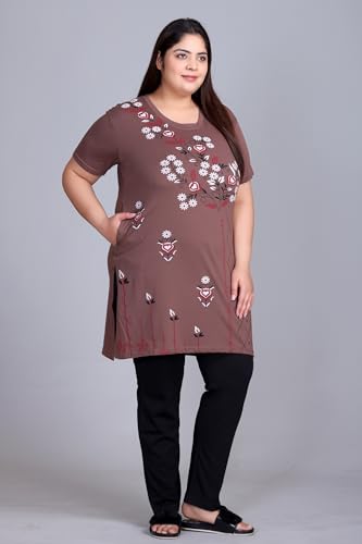 Image of In Love Women's Plus Size Printed Cotton Night Suit Set Short Sleeve | Cotton fabric - soft night suit set for sleepwear and home comfort