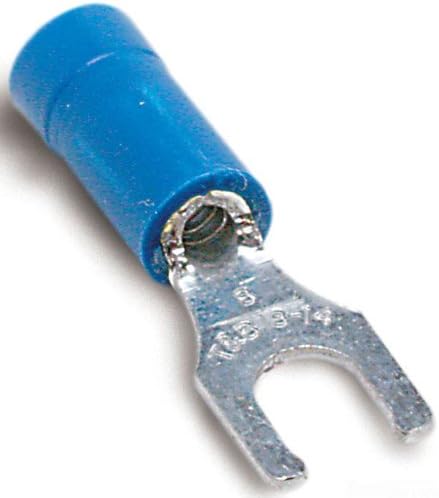 Stakon 14RB-6FL Fork Terminal, Locking, Vinyl Insulated, 0.97-Inch Length by 0.25-Inch Width, Blue, 100-Pack