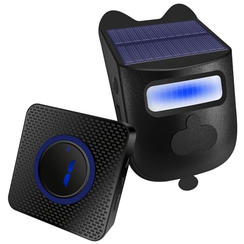 Alarme d'allée Solaire - Détecteur de Mouvement Alarmes d'allées sans Fil pour l'extérieur imperméable 600 Pieds Alarme Maison pour Garage Jardin et...