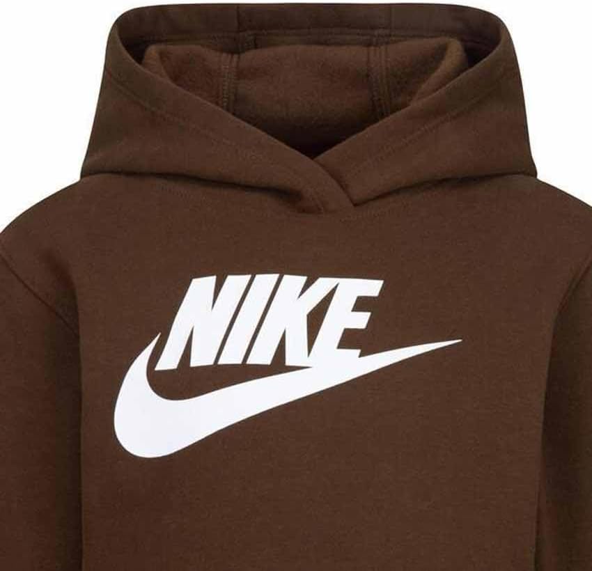 Nike Toddler Kids Club Fleece Pullover Hoodie, 2-Piece Tracksuit Set (Brown, 12 Months)