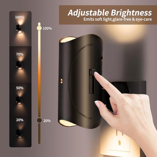 MATELOTI Night Light, 2 Pack LED Night Lights Plug into Wall, Soft White 3000K, 0-100LM Adjustable Brightness Nightlight for Hallway Bedroom — view 3