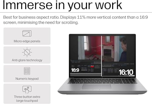 Image of HP ZBook Fury 16 G11 Mobile Workstation Laptop (16 inch FHD+, NVIDIA RTX 2000 Ada 8GB, Intel 24-Core i9-13950HX, 64GB DDR5 RAM, 2TB SSD) for Engineer, Designer, IR Webcam, FP, 2x Thunderbolt 4, Win 11 Pro