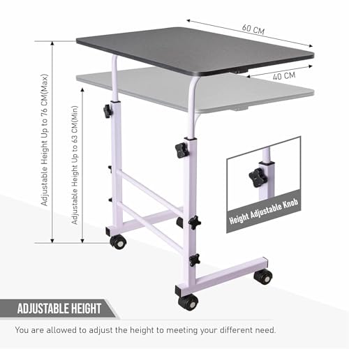 Image of Multi-Purpose Sofa Side Height-Adjustable Laptop Table with Docking for Tablet, Study Table, Portable, Ideal for Work from Home, DIY Table, Easy to Assemble (DH-Black White)