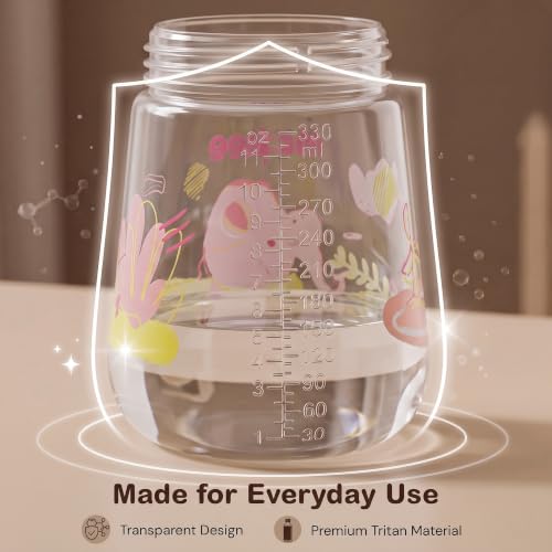 Image of Baybee Daffodil 330 ml Baby Sipper Bottle For Kids, Anti Spill Sipper Cup With Soft Silicone Straw with Handle & Rotating Fan | Sippy Cup with BPA Free & Non Toxic for Baby Toddlers 6 months+ (Orange)