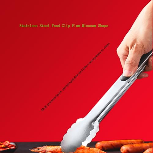Premium Stainless Steel Kitchen Tong, 12" Sturdy Coiled Spring Locking Food Tong with Non-Slip Silicone Grip ，for Cooking Barbecue, BBQ Grilling, Buffet Serving