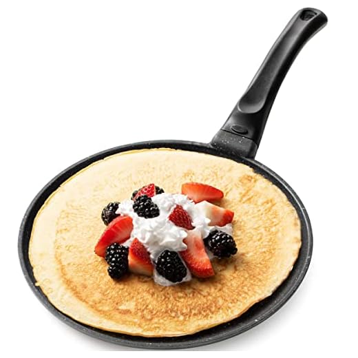 GOURMEX Toughpan Induction Crepe Pan, Black, With Nonstick Coating - Great Skillet for Omelets and Crepes - Perfect for All Heat Sources 10" Crepe Pan