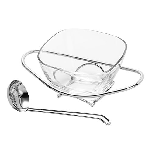 Molheira de Vidro com Suporte e Concha de Aço Inox Rojemac Cromado