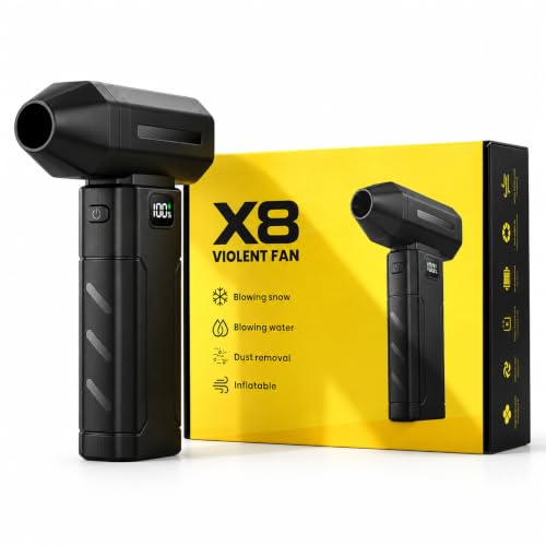 Image of X8 Turbo Jet Air Blower, 100,000 RPM High-Speed Brushless Motor Electric Air Duster, 5-Speed Cordless Mini Blower with LED Light & Digital Display for Car, PC Cleaning, Camping & Outdoor Use