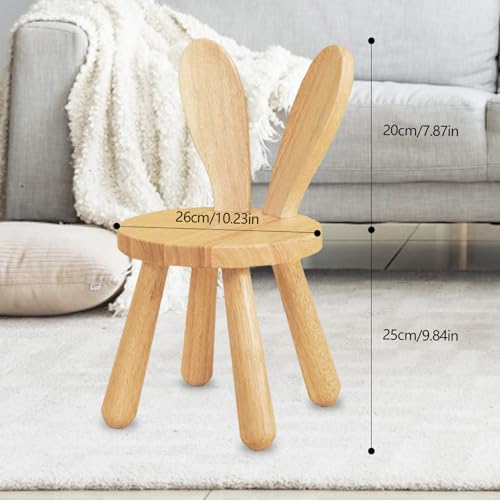 Miniatura 3 de Ysislybin Silla De Madera Maciza, Silla Infantil De Madera Con Respaldo De Orejas De Conejo Y Dispositivo Antideslizante Silla De Madera De Caucho Para Habitación Infantil Silla Infantil De 25cm