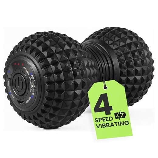 EXELLEON 4-Speed Vibrating Peanut Massage Ball for Targeted Muscle Relaxation & Mobility Support | Textured Deep Pressure Roller | Compact & Rechargeable