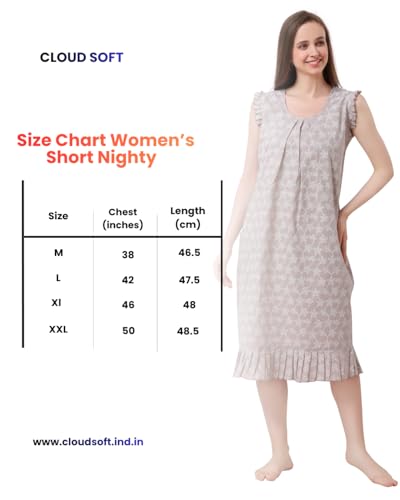 Image of Women's Viscose Blend Comfort Short Nighty with Side Pockets | Soft Printed Short Night Dress for Everyday Wear | Easy to Wear (CS5001)