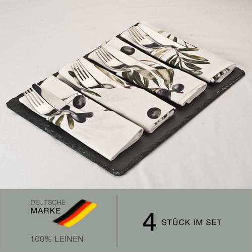 Servilletas de lino para decoración de mesas de comedor blancas y verdes 3