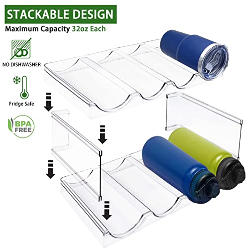 Spaclear 2 Pack Water Bottle Organizer, Stackable Kitchen Home Pantry Organization And Storage Shelf, Plastic Water Bottle Holder For Fridge Cabinet Organizer And Storage, Tumbler Mug Cup Organizer #TOP2