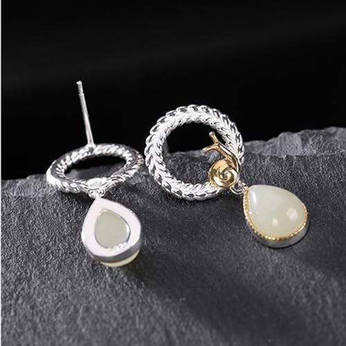 Boucles d'oreilles jade d'escargot en argent sterling d'exception - 2