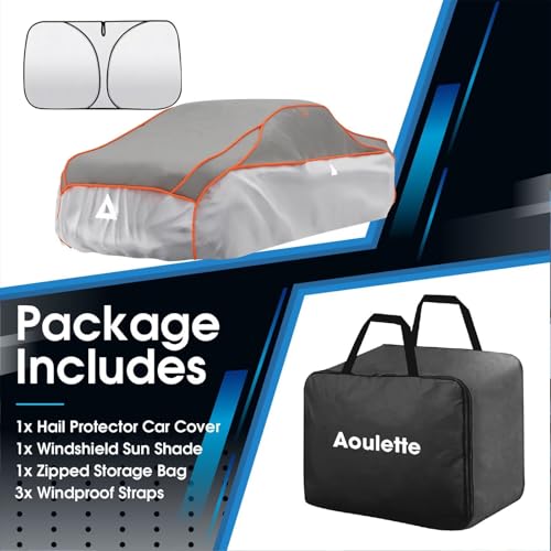 Image of Hail Cover for Truck with Thick Multi-Layered EVA | Gift Windshield Sun Shade | Hail Protector Truck Cover Custom Fit Ford F250 Dodge RAM 2500 Chevrolet Silverado 1500 Crew cab Long Bed etc.