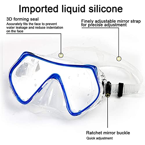 Image of Swimming Mask Snorkel Set with Tempered Glass Lens Silicone Breathing Tube Anti Fog Diving Goggles for Adults Underwater Sports Scuba Snorkeling Equipment Leak Proof Fit