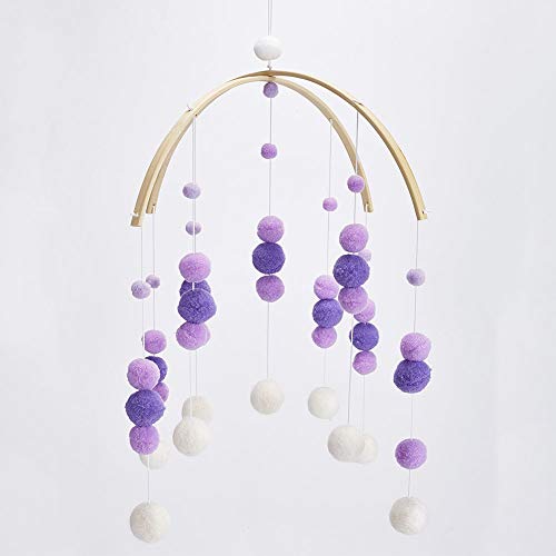 Baby Crib Mobile,Baby Mobile Crib Felt Ball Hanging Toys Pendant Wind Chimes Decorations,Gifts For Newborn,Nursery Decor For Girls Boys(Purple) #TOP4