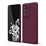 Oakxco für Samsung Galaxy S20 Ultra Hülle Silikon Hülle mit Kameraschutz, Ultra Dünn Bunt Handyhülle Mädchen, Einfarbig Handy Hülle Slim Schutzhülle, Matt TPU Weich Gummi Silikonhülle, Weinrot Bordeaux